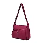 Efanliu Borsa da Viaggio Donna Grande Borse a Tracolla Scuola Postino Tasche Impermeabile Nylon Spalla Sportiva Tasca (Vino Rosso)