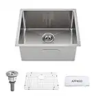 APPASO Single Bowl Kitchen Sink Undermount, 18 Gauge Handmade Commercial Stainless Steel 10 inch Deep Large Drop-in Kitchen Sink 20-Inch with Grid and Basket Drain Strainer