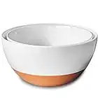 Mora Ceramic Large Mixing Bowls - Set of 2 Nesting Bowls for Cooking, Serving, Popcorn, Salad etc - Microwavable Kitchen Stoneware, Oven, Microwave and Dishwasher Safe - Extra Big 2.5 & 1.6 Qt - White