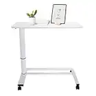 hjh OFFICE 830054 Mesa para Ordenador Portátil Stand II Escritorio para Computadora con Ruedas, Altura Ajustable, Blanco