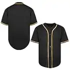 MESOSPERO Blank Baseball Jersey for Men, Button Down Plain Short Sleeve Hipster Hip Hop T Shirts White Black Red Yellow Orange Grey Blue(an Dark Grey,Medium)