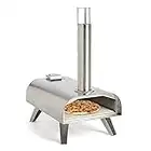 VonHaus Pizza Oven Outdoor – Tabletop Pizza Oven with Pizza Stone Included – Stainless Steel, Pellet Fuelled, Removable Chimney, Foldable Legs – For up to 13” Pizzas – Can Also Smoke Meat, Fish & Veg