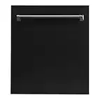 ZLINE 24 in. Top Control Dishwasher in Black Matte 120-Volt with Stainless Steel Tub and Traditional Style Handle
