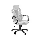 X Rocker Maverick Gioco, Sedia da Ufficio Ergonomica con Schienale Centrale, Pelle PU, Base Girevole Regolabile in Altezza con Curva di Supporto Lombare Naturale, Bianco/Grigio