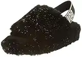 UGG Women's Fluff Yeah Metallic Sparkle Slipper, Black, 6 UK