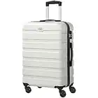 Luggage AnyZip PC ABS Hardside Lightweight Suitcase with 4 Universal Wheels TSA Lock Checked-Medium 24 Inch（White）