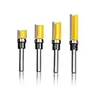 Exqutoo 1/4 Inch Shank Pattern Flush Trim Router Bit Set (4 Sizes) Carbide Bits with Top Bearing 1/2" Cutting Diameter Woodworking Milling Cutter Tool Router Table Accessories Wood Trimming Tools