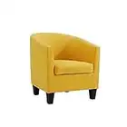 Home Detail Modern Tub Chair, Accent Bedroom Chair, Living Room Chair, Dining Chair, Small Armchair or Occasional Chair in Mustard Fabric