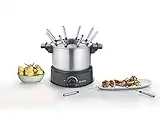 SEVERIN FO 2470 Set fonduta 1,4 L da 1500 Watt, Kit fonduta elettrica con 8 forchette colorate, Set fondue con regolazione continua della temperatura, Argento/nero