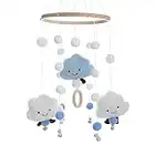 Mobile Baby Windspiel Krippe mit Filzbällen 3D Wolken Mobile Bettglocke Babybett Hängende Spiel Mobile Baby Jungen Mädchen für Kinderzimmer Kinder Bett Dekor Geschenke (Blau)