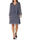 S.L. Fashions Mujer 122372 Manga Larga vestido para la madre de la novia - Gris - 50