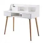 Versanora Creativo White Work Study Table Desk With Storage Drawer Shelf Natural Finish For Living Room Home and Office