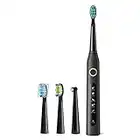 Sonic Electric Toothbrush for Adults , Rechargeable Power Toothbrushes with 5 Modes,Smart Timer,4 Brush Heads,4 Hours USB Fast Charge for 30 Days,Black