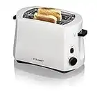 Cloer 331 Grille-Pain pour 2 tranches de toast, support pour petits pains intégré, Élevateur de tranches de pain, Tiroir à miette, 825 W, Boîtier en matière plastique blanc