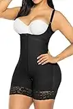 YIANNA Shapewear for Women Tummy Control Fajas Colombianas Zipper Open Bust Bodysuit Slimming Body Shaper,YA7212-Black-L