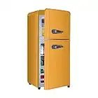 ZR Refrigerador Retro Europeo, Refrigerador De Doble Puerta para Refrigeración Y Congelación, Ahorro De Energía, Mini Congelador, Dormitorio, Oficina, Hogar, Amarillo 40x45x90cm