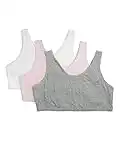 Fruit of the Loom girls Cotton Built-up Stretch Sports training bras, Heather Grey/Bittersweet Pink/White, 38 US