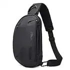 OZUKO Casual Sling Bag, Sac à Bandoulière Homme Sac Epaule Imperméable Sac de Poitrine avec Chargement USB pour Cyclisme, Aventure, Voyage,Sport (Noir)