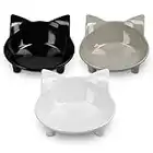 Navaris Set 3X Ciotola per Gatto - 3x1 Scodelle per Gatti e Cani in Melamina - Vaschette per Cibo Secco Umido e Acqua - Pet Bowls Bianco Grigio Nero