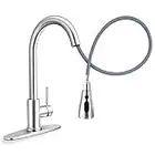 Herogo Kitchen Sink Faucet, Kitchen Faucets with Pull Down Sprayer Brushed Nickel, Stainless Steel High Arc Single Handle Faucet with 1 Hole or 3 Hole Deck Plate for Farmhouse Laundry RV Wet Bar Sinks