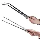 Firesteed Extra Long Handle Aquarium Tweezers Serving Tongs Feed clamp,2 Pack Stainless Steel Straight and Curved Tweezers Set for Fish Tank Plants Reptile Feeding Tongs（15 Inchs）