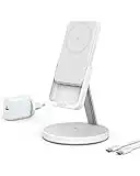 Anker Caricabatterie Wireless Magnetico 633 (MagGo), Stazione Ricarica Wireless, Caricabatterie Portatile Rimovibile, per iPhone 12 e AirPods PRO, Bianco dolomiti