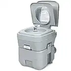 COSTWAY 20L Portable Travel Toilet, Outdoor Caravan Mobile Flushing Potty Commode, Lightweight Compact Toilet for Hiking, Fishing, Camping Festivals Use (Grey)