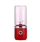 CADCAR Red Portable Mini Blender and Juicer with 380 mL Glass Jar, Stainless Steel Blending Blades, and Electric USB Rechargeable Base, Personal Fruit Smoothie and Shake Maker