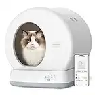 MeoWant Self-Cleaning Cat Litter Box, Integrated Safety Protection Automatic Cat Litter Box for Multi Cats, Extra Large/Odor Isolation/APP Control Smart Cat Litter Box with Mat & Liner