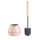 BOOMJOY Brosse WC, Balai de Toilette, Poils en Silicone avec Support Pincette Long Poignée - Rose