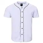 T-shirt ouvert à rayures de baseball pour homme - Maillot de sport - Haut boutonné surdimensionné, blanc, XL