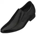 CALTO Men's Invisible Height Increasing Elevator Shoes - Black Leather Slip-on Formal Dress Loafers- 3 Inches Taller - Y5530 - Size 10 D(M) US