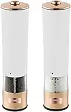 Tower T847003RW Electric Salt and Pepper Mills, Stainless Steel, White, 5.6 x 5.6 x 22.5 cm