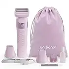 Unibono All-in-One Damenrasierer Elektrisch Kit, Ladyshaver Elektrischer mit LED Licht für Intimbereich Körper, Bikini Rasierer Nass und Trocken, USB Aufladbar (Rot)