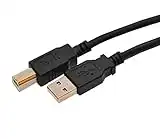 Rhombutech® Câble d’imprimante, Câble de connexion, Prise USB A vers USB B, Double blindage pour une connexion précise, USB 2.0 Haute vitesse A/B Premium 10 m D: 10m (Meter) Noir