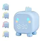 Ayybboo Reloj Despertador Digital, Despertador Infantil Dinosaurio Digital para Niños Luz de Despertador, Reloj Despertador Simulador de Amanecer Temperatura con Snooze (Azul)