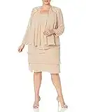 S.L. Fashions Mujer 622372 Manga Larga vestido para la madre de la novia - Beige - 20 Más