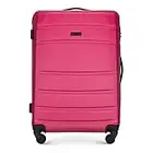 WITTCHEN Mittlerer Koffer Trolley Koffer Reisekoffer aus ABS Hartschalen Trolley 4 Rollen Kombinationsschloss Rosa 56-3A-652-34