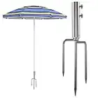 LEcylankEr Supporto per Ombrellone con Ancoraggio a Terra, Supporto Rimovibile per Ombrellone per Pesca, Giardino, Spiaggia (Argento)