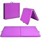 Giantex 6’x2'X1.6'' Gymnastics Mat Thick Folding Panel for for Gym, Aerobics, Yoga, Martial Arts with Hook & Loop Fasteners (Purple)