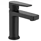 Gricol Rubinetto per Lavabo Rubinetto da Bagno con Maniglia Quadrata in Ottone Rubinetto Miscelatore per Lavabo a Freddo e Caldo con Monocomando Cromo Nero