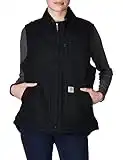 Carhartt Women's Relaxed Fit Washed Duck Sherpa-Lined Mock-Neck Vest, Black, REG-1X
