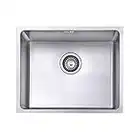 JASSFERRY Undermount Stainless Steel Kitchen Sink 1 Single Deep Square Bowl with Strainer Waste kit, 540 x 440 mm