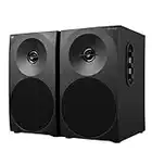 Woxter Dynamic Line 410 – Altavoces estéreo 2.0 Autoamplificados con 150W de potencia, Madera, Woofer de 4 pulgadas, 2 Tweeter, 3.5 mm, RCA, Control volumen, agudos, graves, Bookself Speakers, Negro