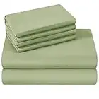 HOMEIDEAS Queen Sheets Set Extra Soft Bed Sheets Microfiber 1800 Sheets - Deep Pocket, Wrinkle & Fade Free - 4 Piece(Queen,Sage Green)