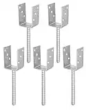 Alberts 215026 Lot de 5 supports de poteaux en U avec ancrages en béton en acier strié galvanisé à chaud Largeur 71 mm Longueur d'ancrage béton 200 mm