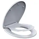 HUIMAI WC Sitz Family Grau, Toilettendeckel mit Absenkautomatik, Klodeckel mit Toilettensitz Kinder, WC Sitz mit verstellbaren Scharnieren, Quick Release Funcktion, O-Form PP klobrille, Grau