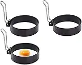 POOPHUNS 3 Stück Spiegelei Schimmel, 9cm Rundes Spiegeleiform Ei Ring, Edelstahl Ei Ring, Pancake Form Egg Ring, Runde Eierringe Zum Kochen von Spiegelei/Pfannkuchen/Omeletts und Mehr