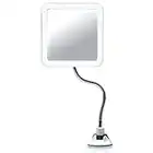 Fancii Flexible Magnifying Mirror 10X with LED Light and Gooseneck, Lighted Travel Makeup Mirror, Lock Suction, Natural Daylight LED, Cordless and Portable (Mira Plus)