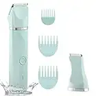 Waterproof Bikini Trimmer Women Electric Razor for Bikini Legs Pubic Hair Rechargeable Electric Shaver for Women Hair Removal with Snap-in Ceramic Blades IP7X Washable Head,Wet and Dry Use,Green